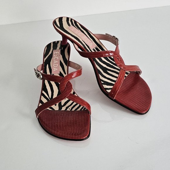 Escada Red Strappy Women's Sandals - Picture 10 of 10